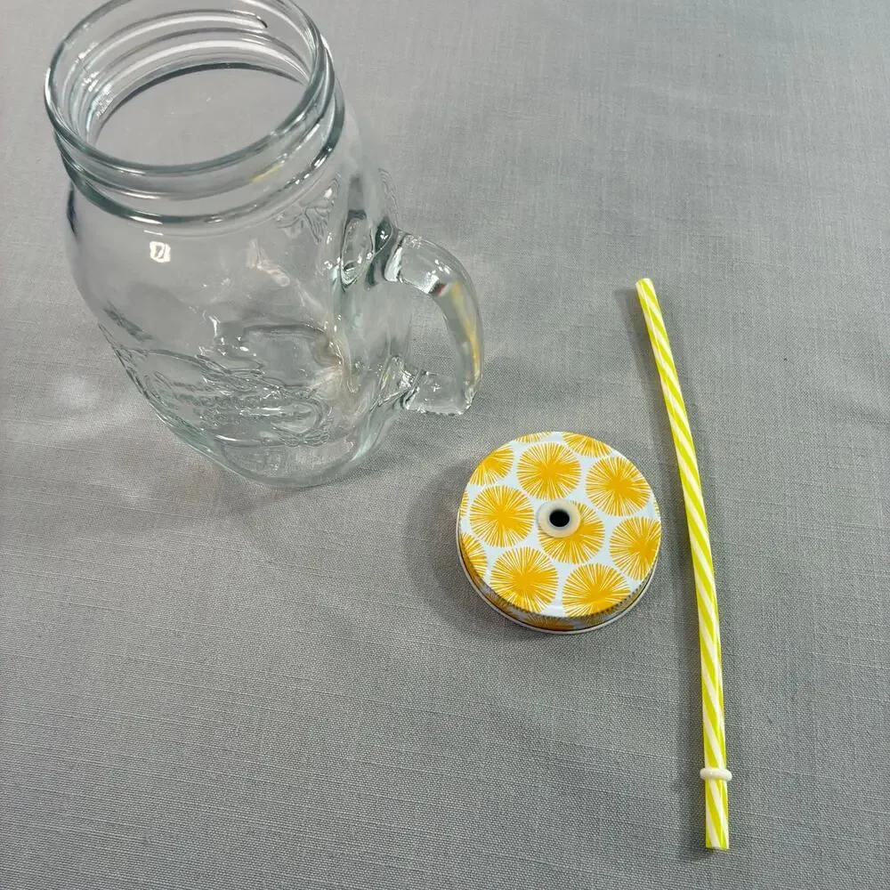 Vintage Simple Homemade Goodness Butterfly Mason Jar Glass Tumbler with Straw